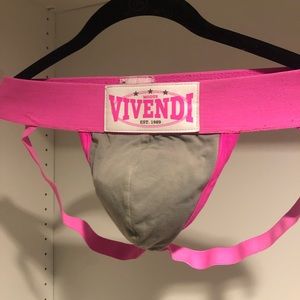 Modus Vivendi jock in grey with pink trim and waistband.